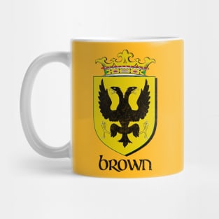 Brown Surname  / Faded Style Family Crest Coat Of Arms Design Mug